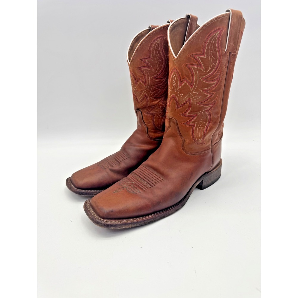Justin Boots Men 10D Austin 11" Western Distressed Cognac Square Toe Boot Cowboy